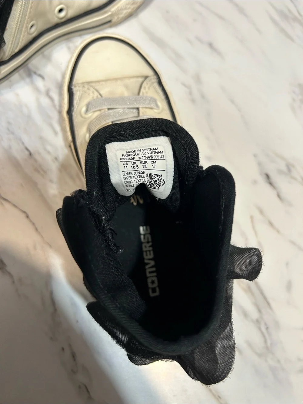 Converse Kids High-Top Sneakers in Beige and Black
